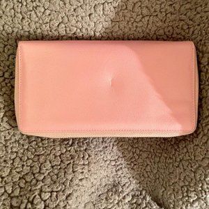 Pink Leather Extra Large Full Zip Wallet